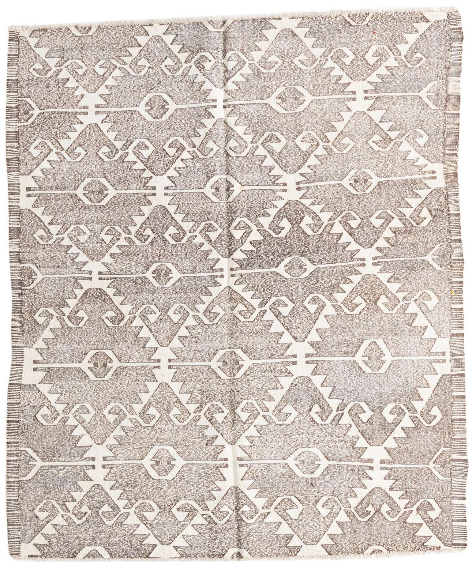 6' 2 x 7' 3 Hand Woven Kilim Modern Wool Square Rug