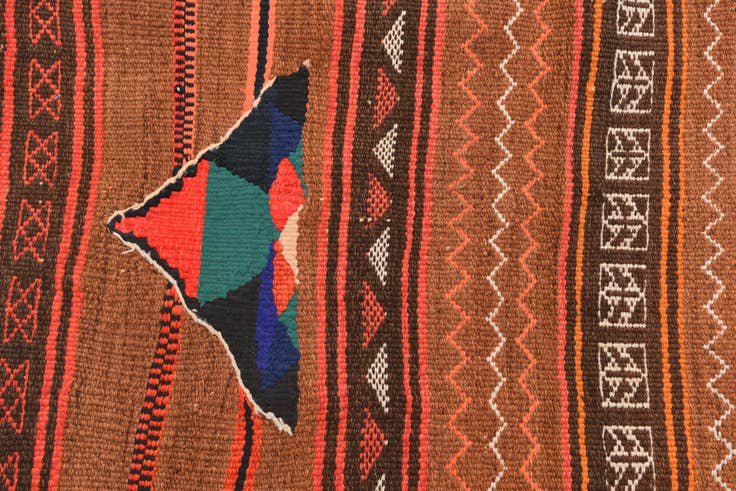 Detail image of 90cm x 110cm Tejido a mano Kilim Modern Alfombra Lana Cuadrado