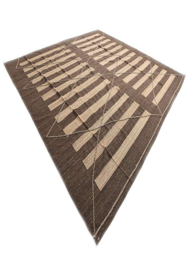 12' 9 x 13' 5 Hand Woven Kilim Modern Wool Square Rug
