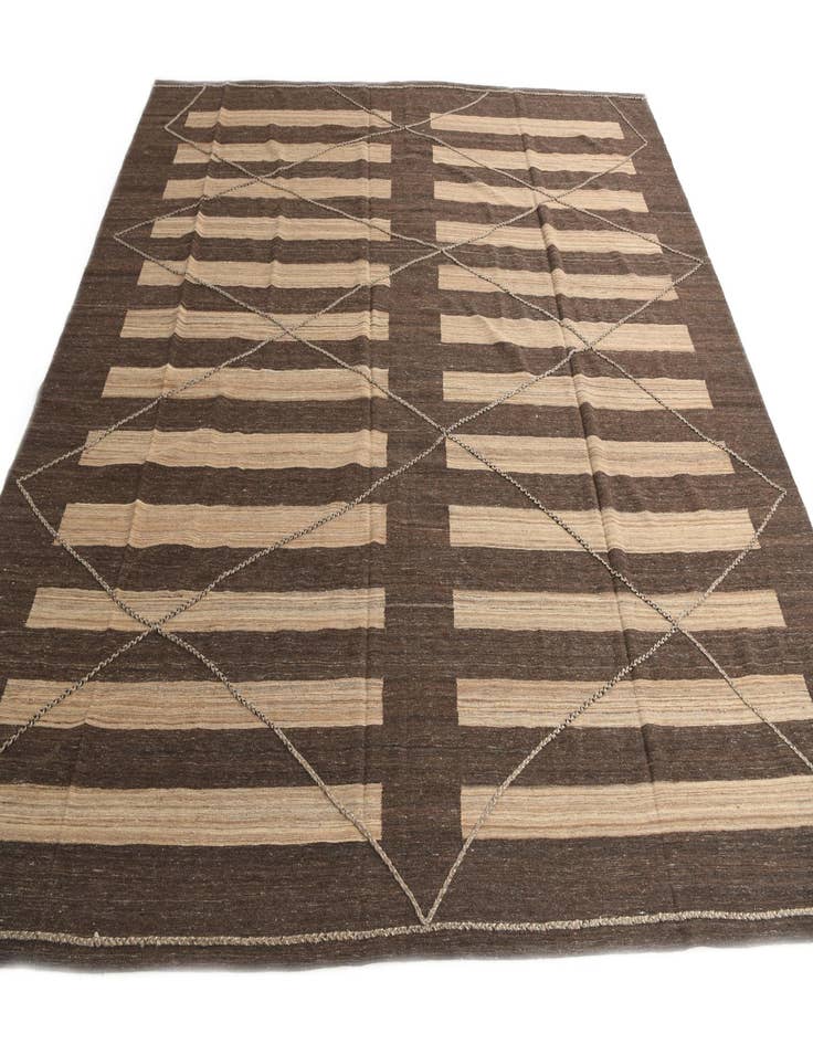 Detail image of 12' 9 x 13' 5 Hand Woven Kilim Modern Wool Square Rug