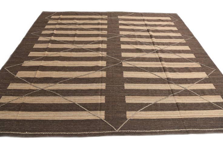Detail image of 12' 9 x 13' 5 Hand Woven Kilim Modern Wool Square Rug