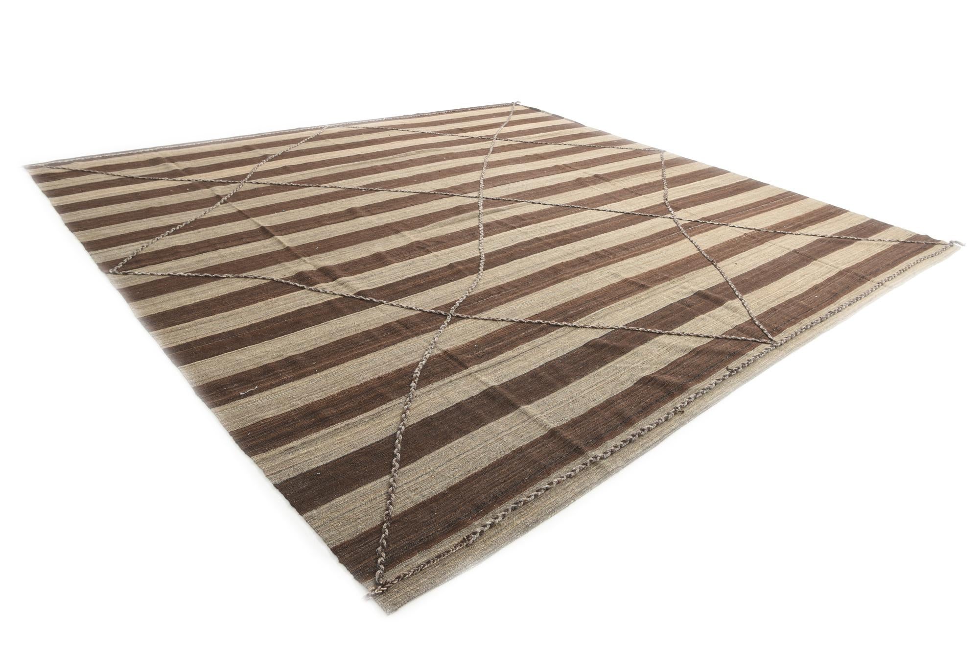 13' 1 x 13' 8 Hand Woven Kilim Modern Wool Square Rug