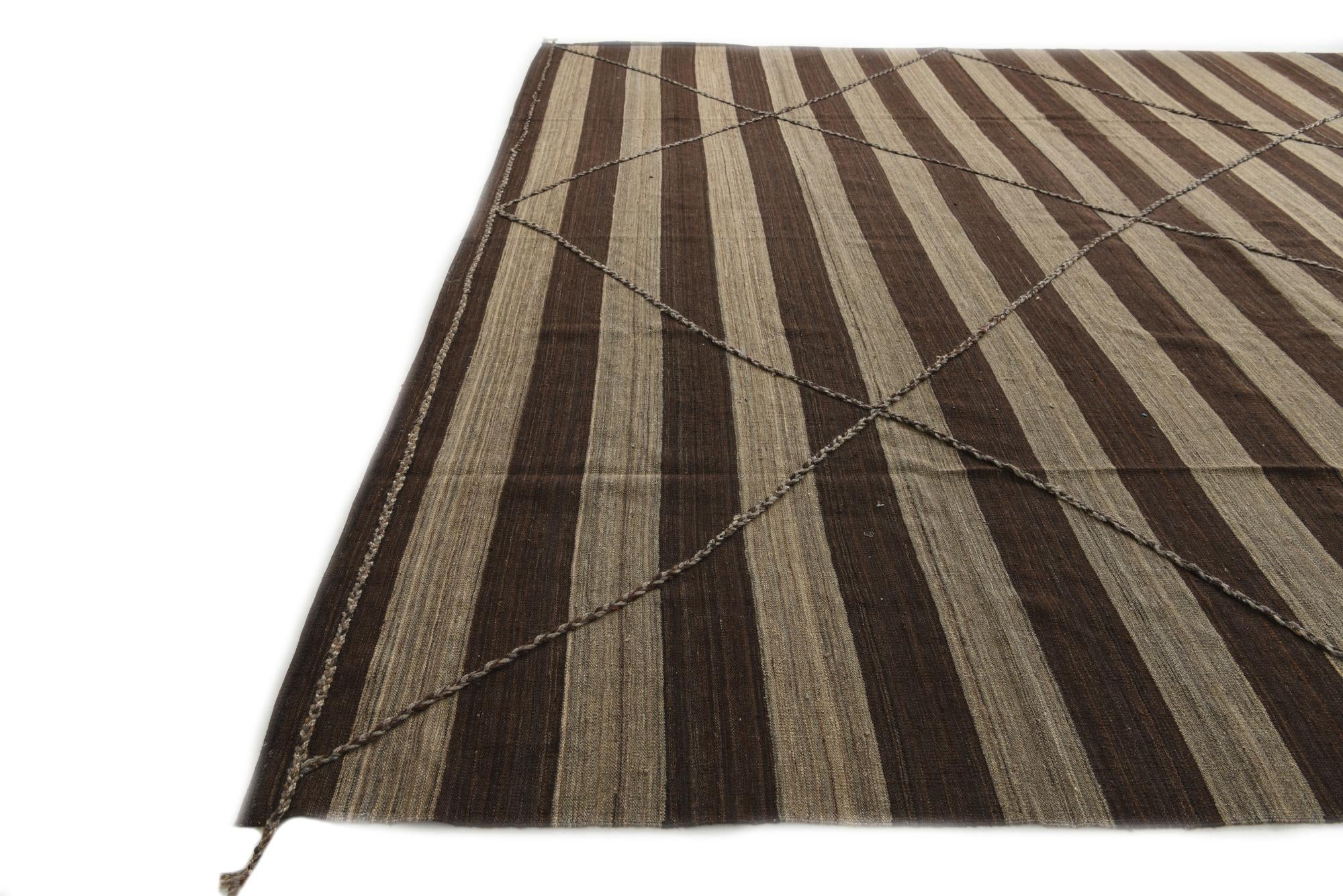 13' 1 x 13' 8 Hand Woven Kilim Modern Wool Square Rug