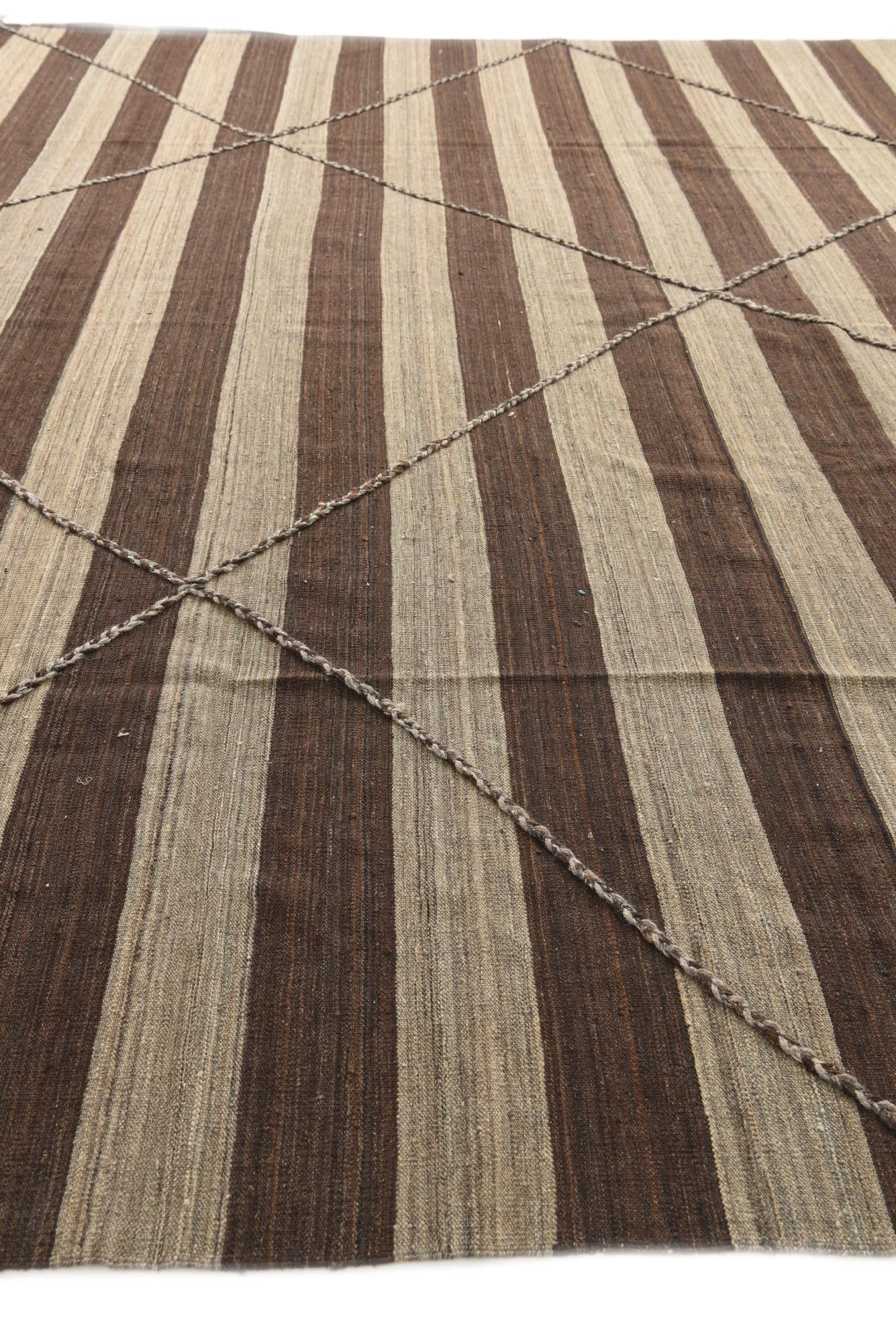 13' 1 x 13' 8 Hand Woven Kilim Modern Wool Square Rug