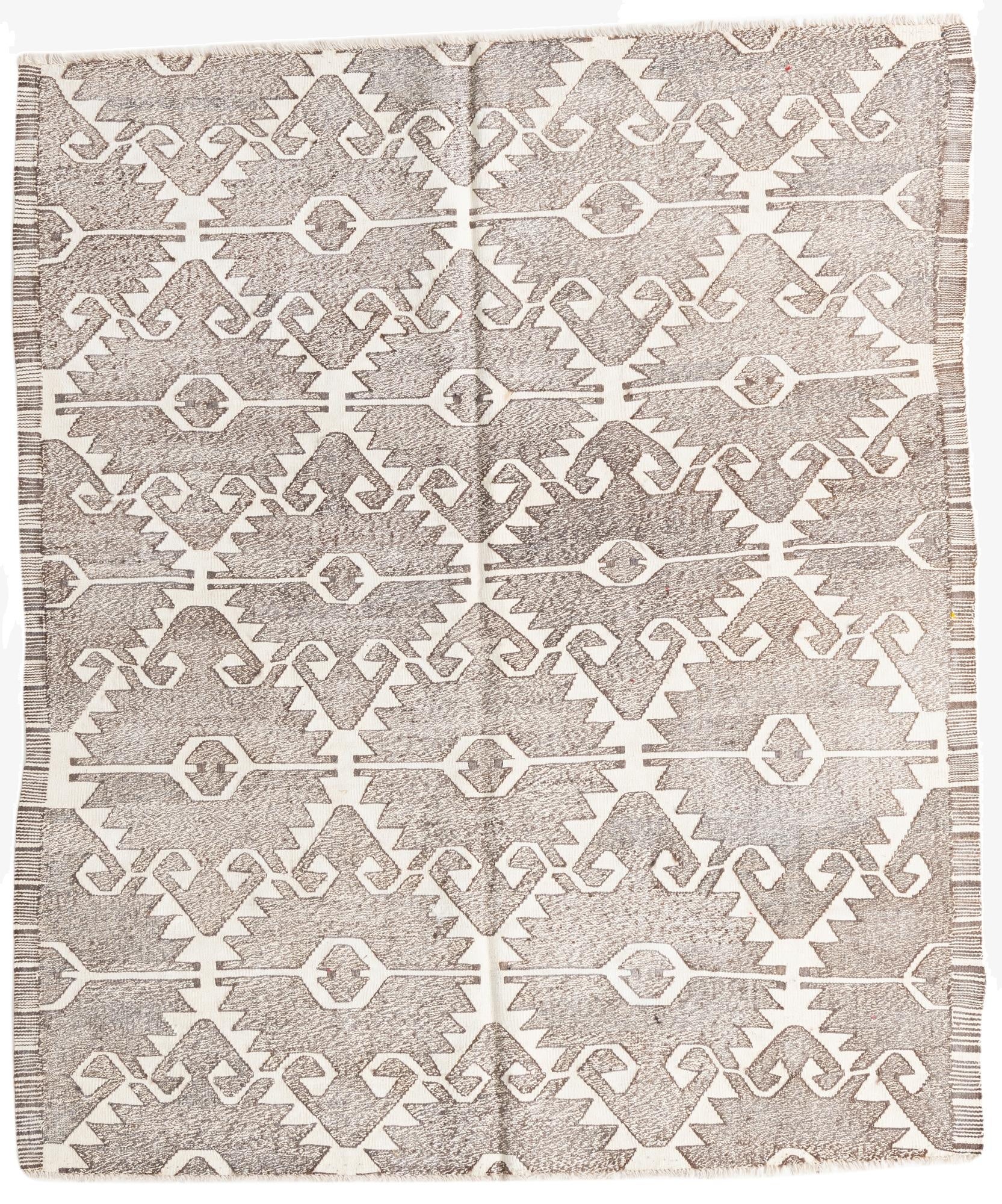 6' 2 x 7' 3  Hand Woven Kilim Modern Wool Square Rug