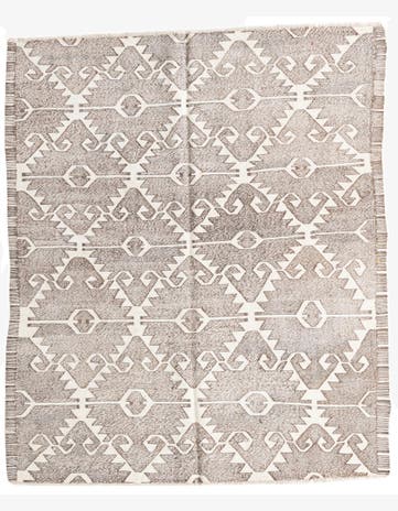6' 2 x 7' 3 Hand Woven Kilim Modern Wool Square Rug