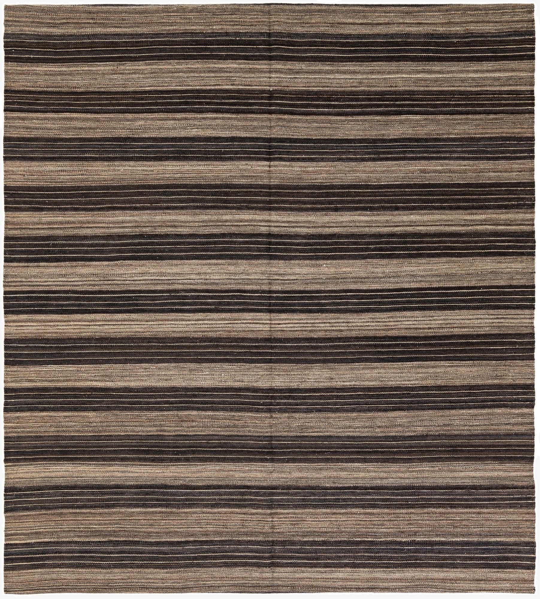 6' 4 x 7' 2  Hand Woven Kilim Modern Wool Square Rug
