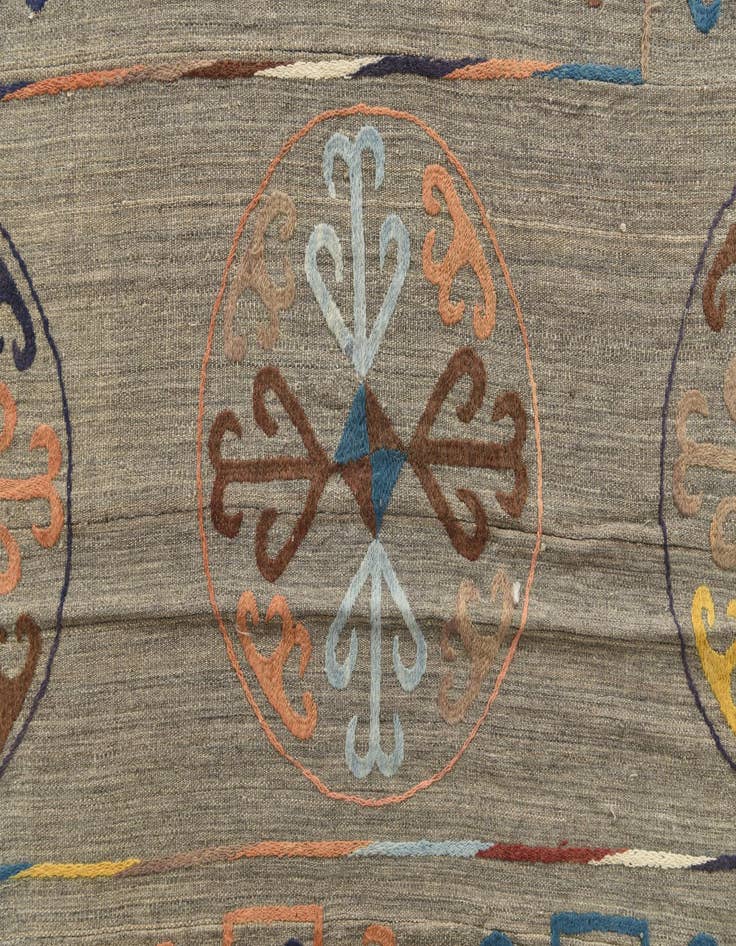 Detail image of 8' 7 x 9' 6  Hand Woven Kilim Suzani Wool Square Rug