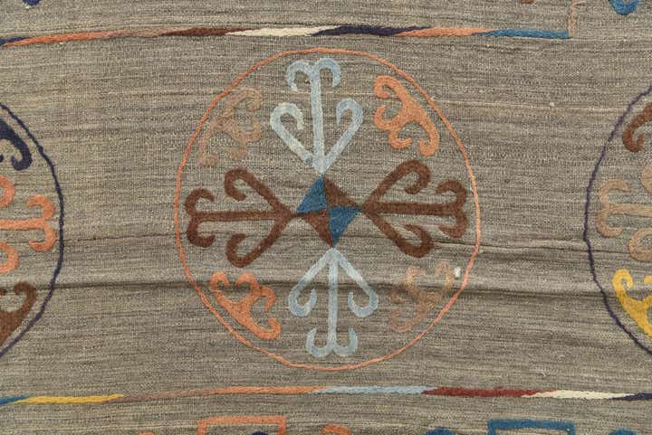 8' 7 x 9' 6 Hand Woven Kilim Suzani Wool Square Rug