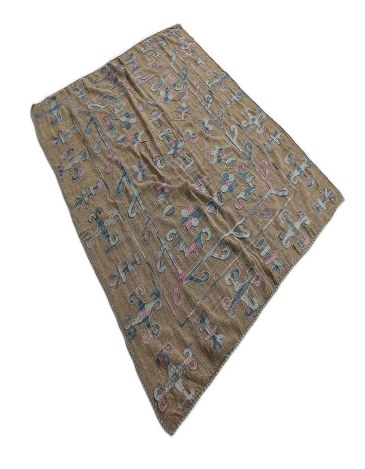 Detail image of 5' 3 x 6' 3 Hand Woven Kilim Suzani Wool Square Rug