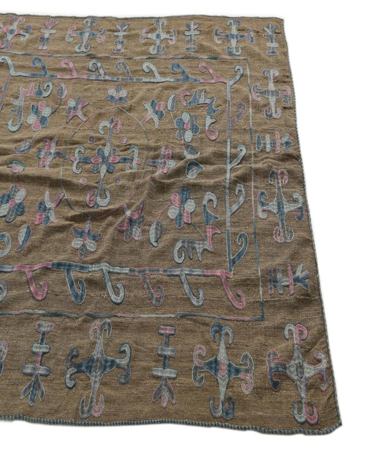 Detail image of 5' 3 x 6' 3 Hand Woven Kilim Suzani Wool Square Rug