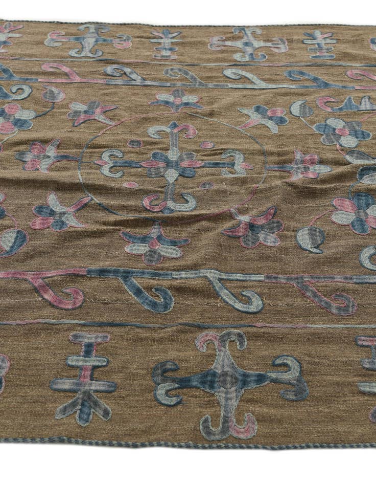 Detail image of 5' 3 x 6' 3  Hand Woven Kilim Suzani Wool Square Rug