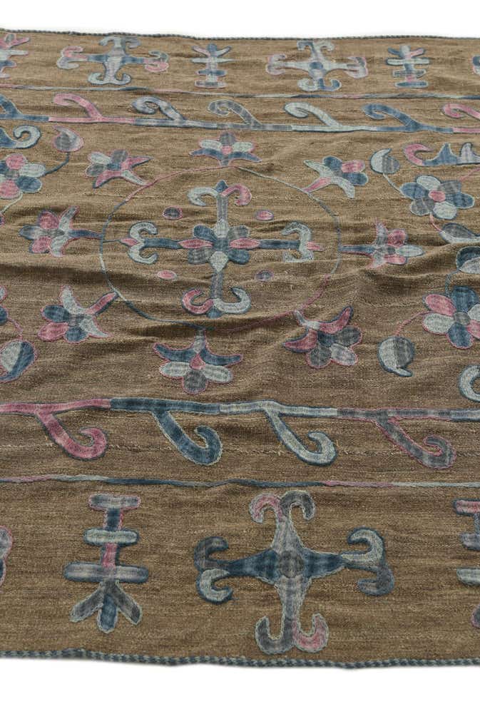 5' 3 x 6' 3 Hand Woven Kilim Suzani Wool Square Rug