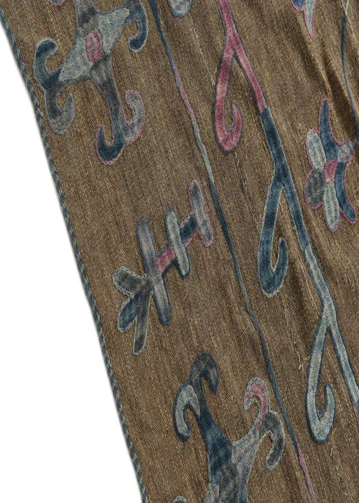 5' 3 x 6' 3 Hand Woven Kilim Suzani Wool Square Rug