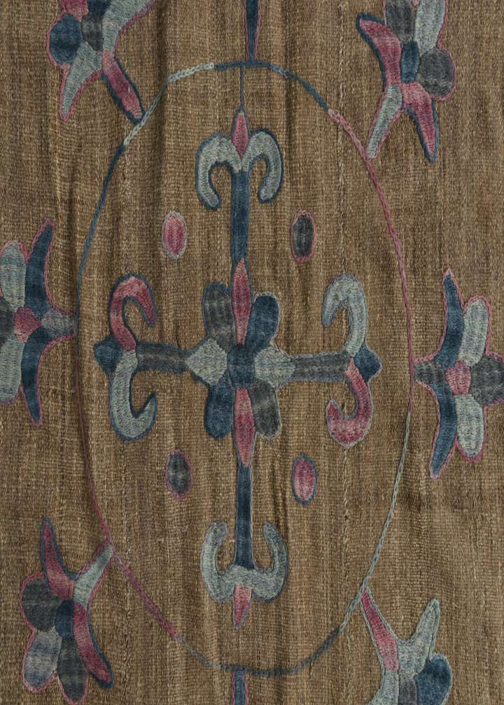 5' 3 x 6' 3 Hand Woven Kilim Suzani Wool Square Rug