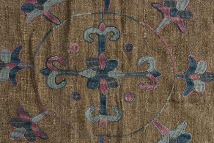 5' 3 x 6' 3 Hand Woven Kilim Suzani Wool Square Rug
