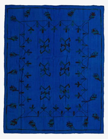 5' 3 x 6' 8 Hand Woven Kilim Suzani Wool Square Rug