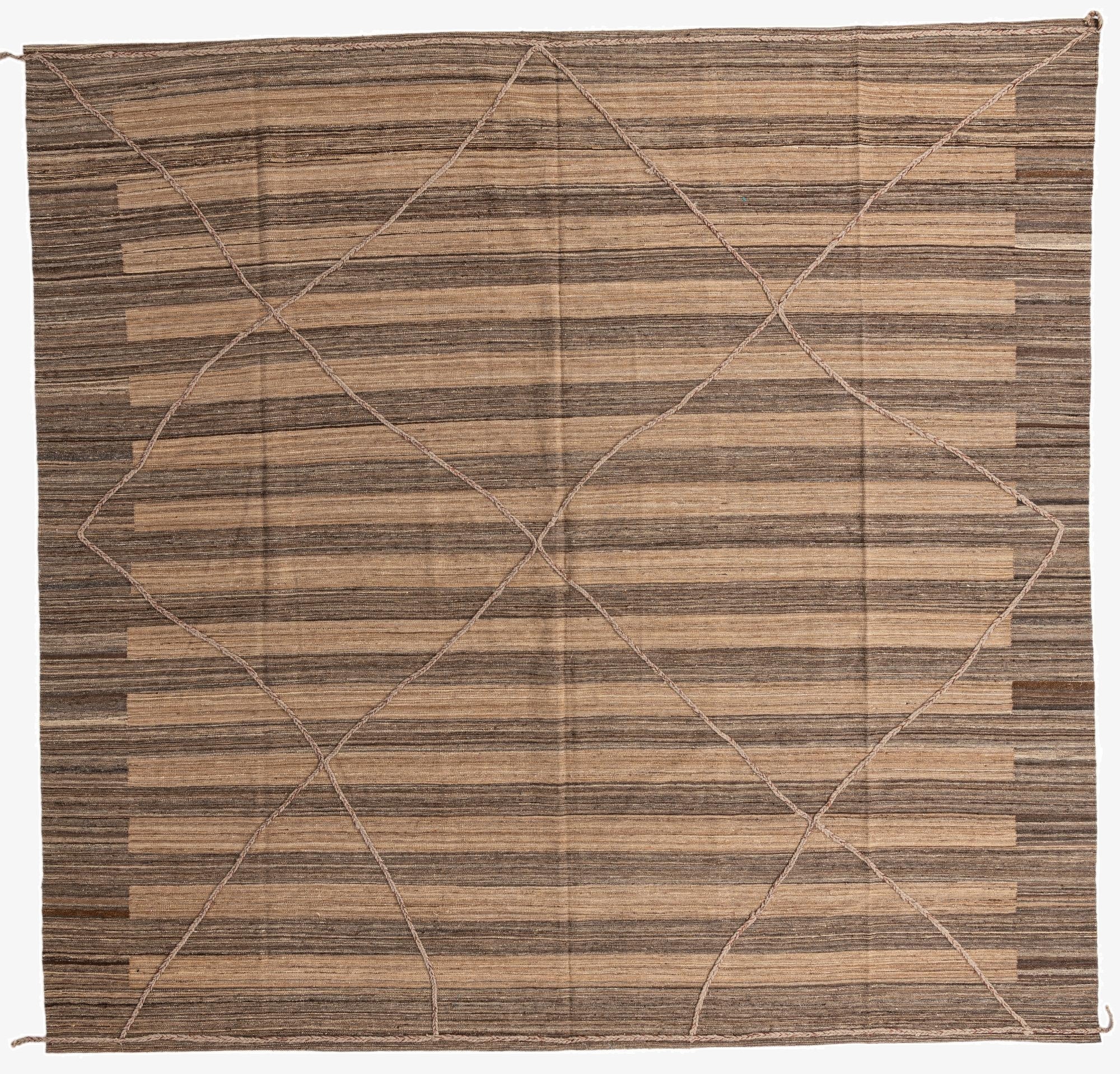 12' 6 x 13'  Hand Knotted Moroccan Wool Square Rug