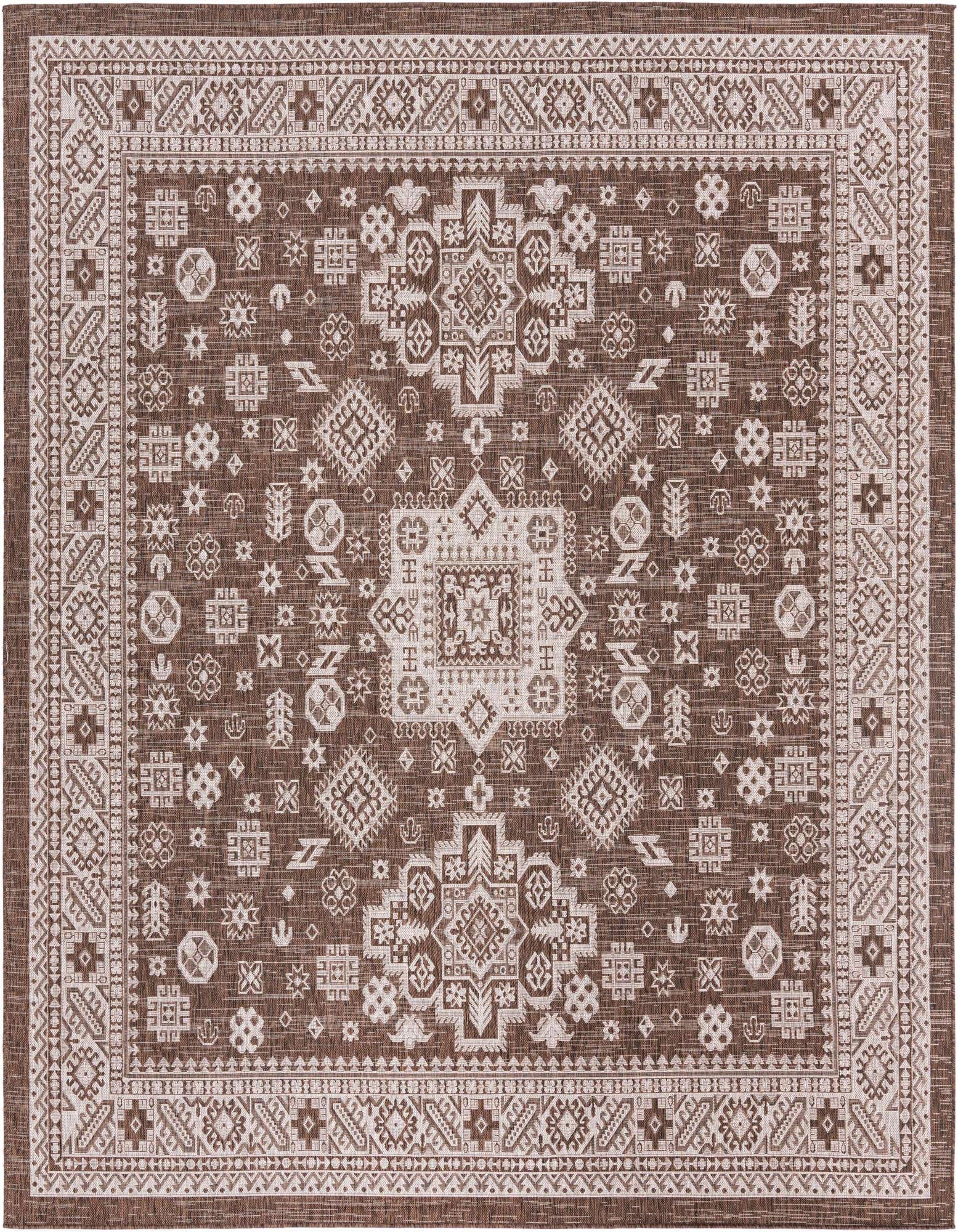 10' x 10' Easy-Clean Aztec Indoor / Outdoor Square Rug