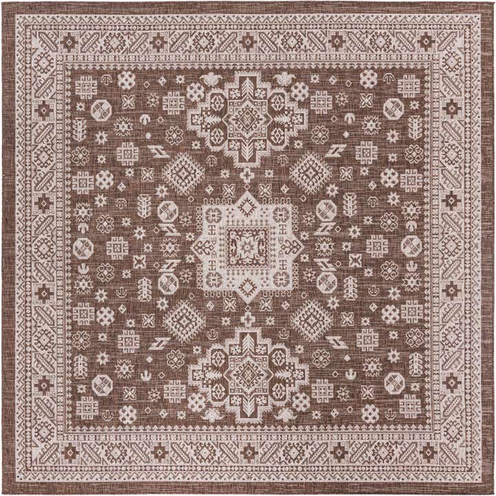 10' x 10' Easy-Clean Aztec Indoor / Outdoor Square Rug