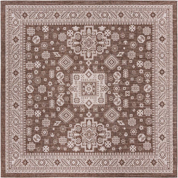 Detail image of 10' x 10' Easy-Clean Aztec Indoor / Outdoor Square Rug