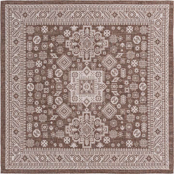 7' 10 x 7' 10 Easy-Clean Aztec Indoor / Outdoor Square Rug