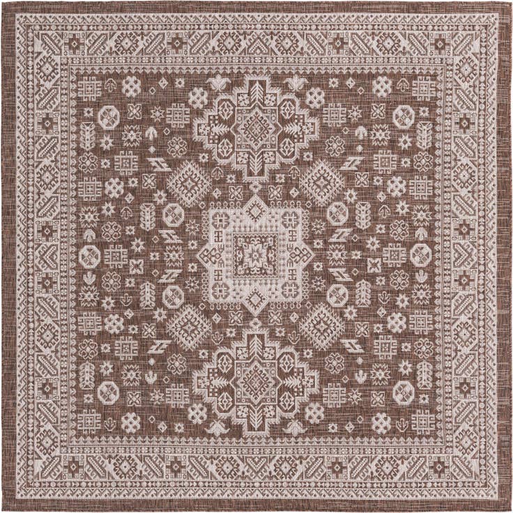Detail image of 7' 10 x 7' 10 Easy-Clean Aztec Indoor / Outdoor Square Rug