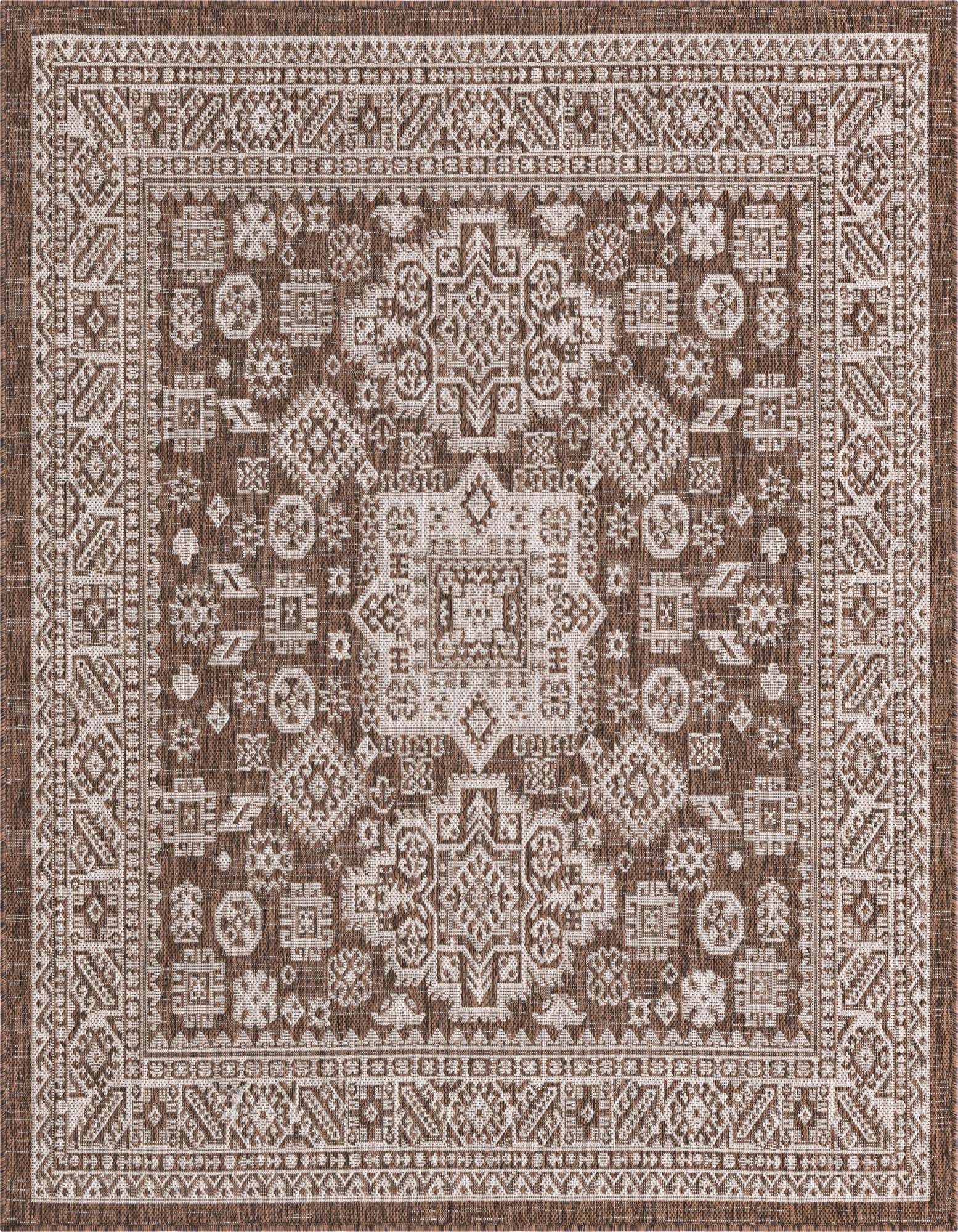 5' 3 x 5' 3 Easy-Clean Aztec Indoor / Outdoor Square Rug