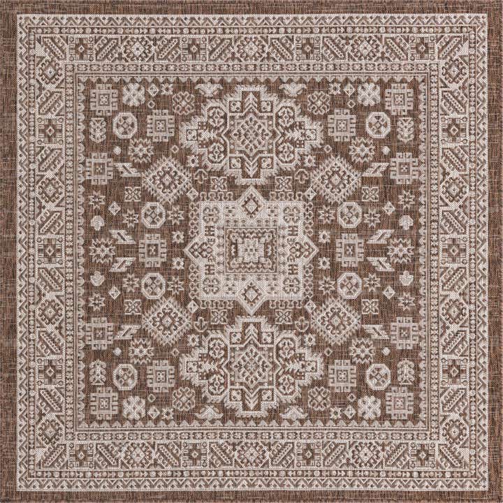 5' 3 x 5' 3 Easy-Clean Aztec Indoor / Outdoor Square Rug