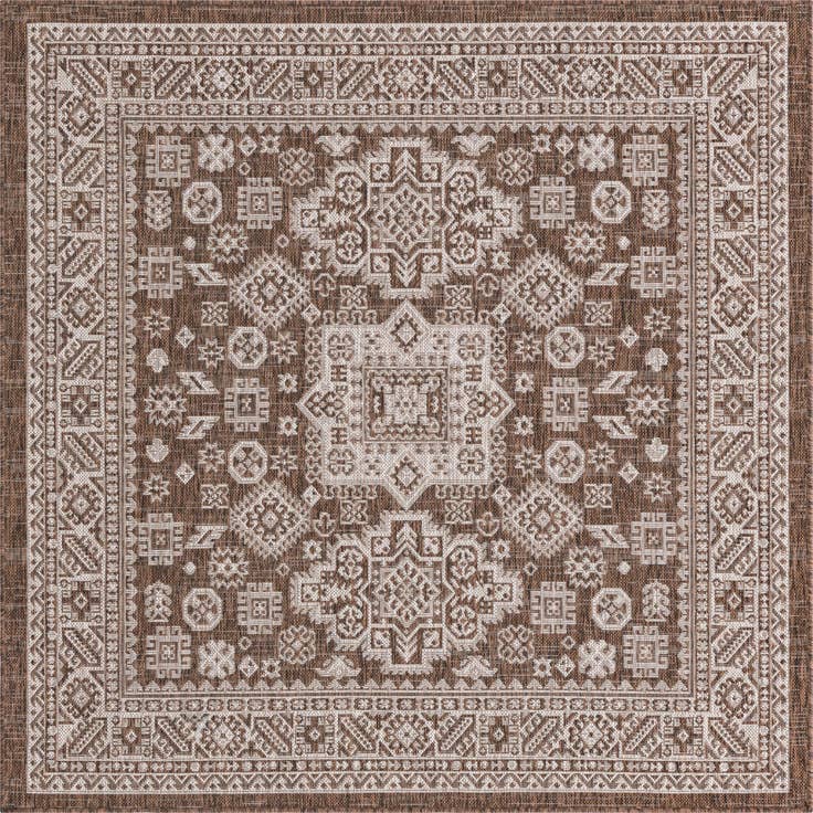 Detail image of 5' 3 x 5' 3 Easy-Clean Aztec Indoor / Outdoor Square Rug