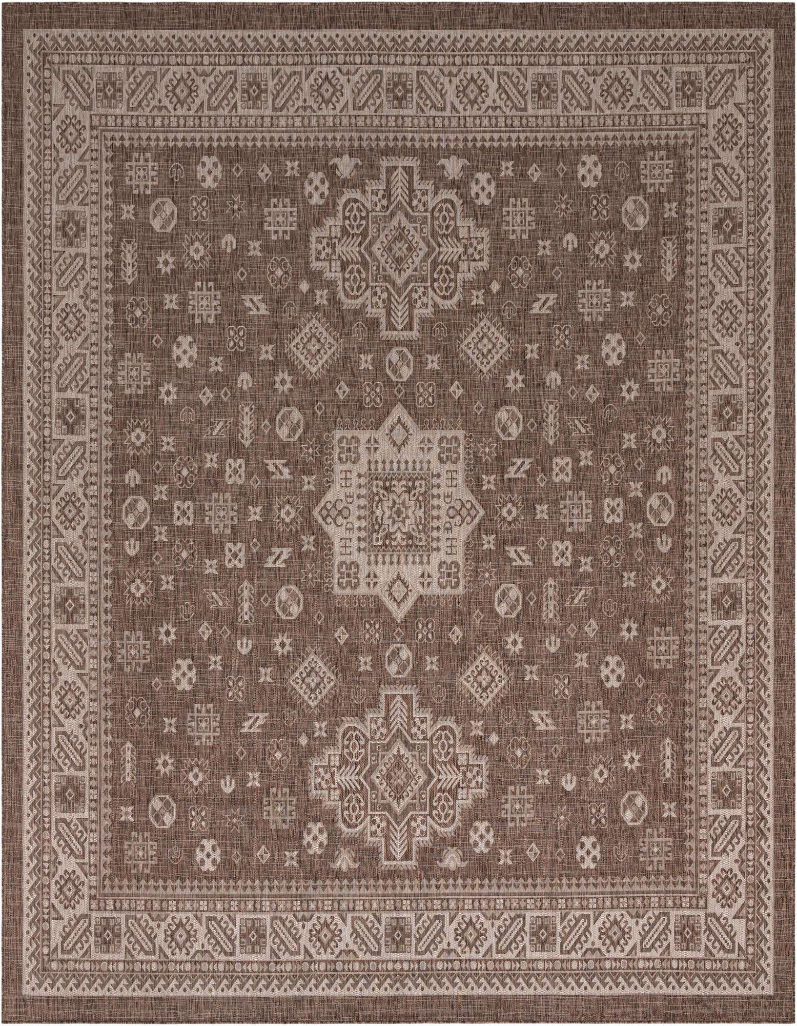 13' x 13' Easy-Clean Aztec Indoor / Outdoor Square Rug