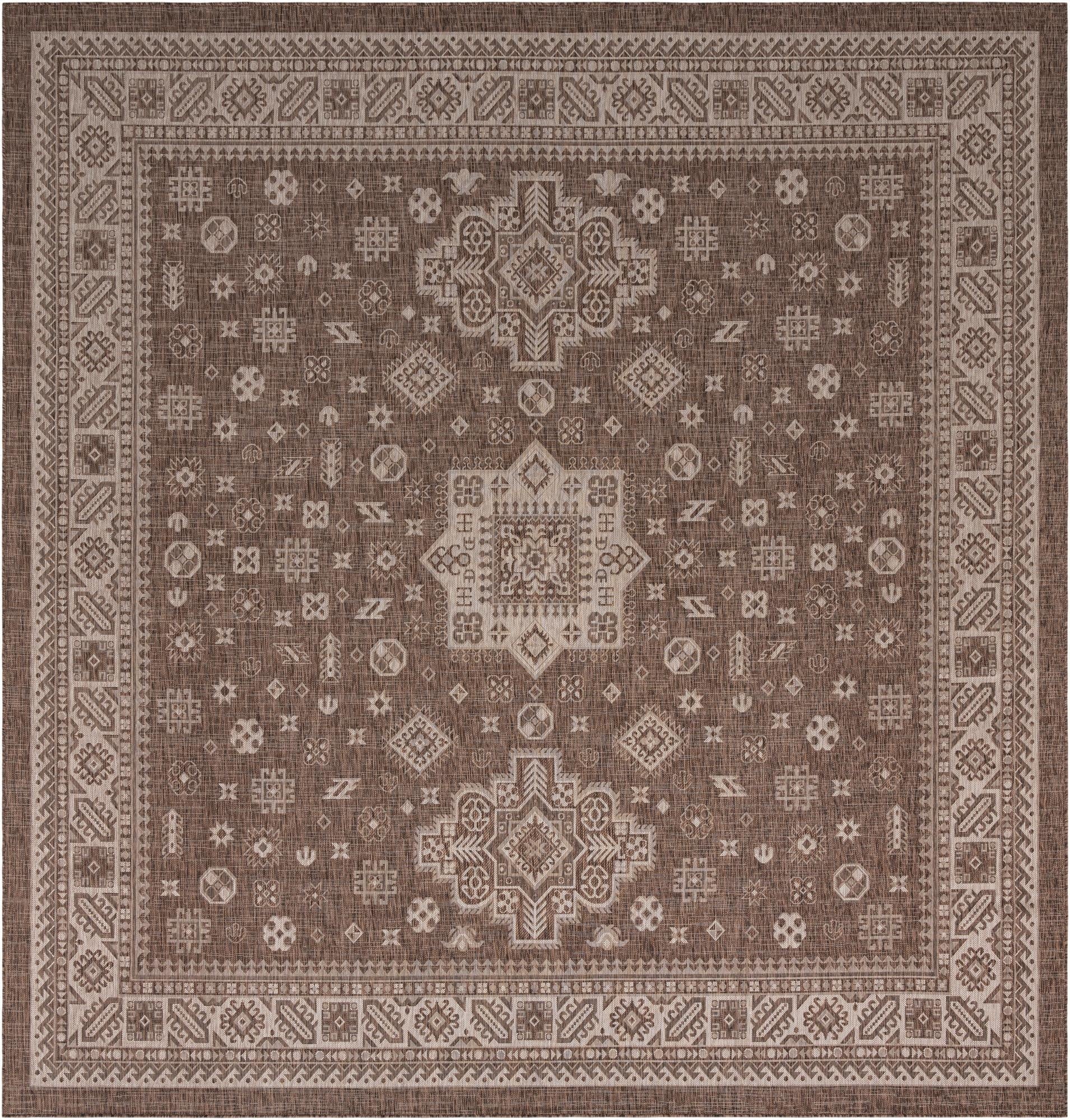 13' x 13'  Washable Aztec Indoor / Outdoor Square Rug