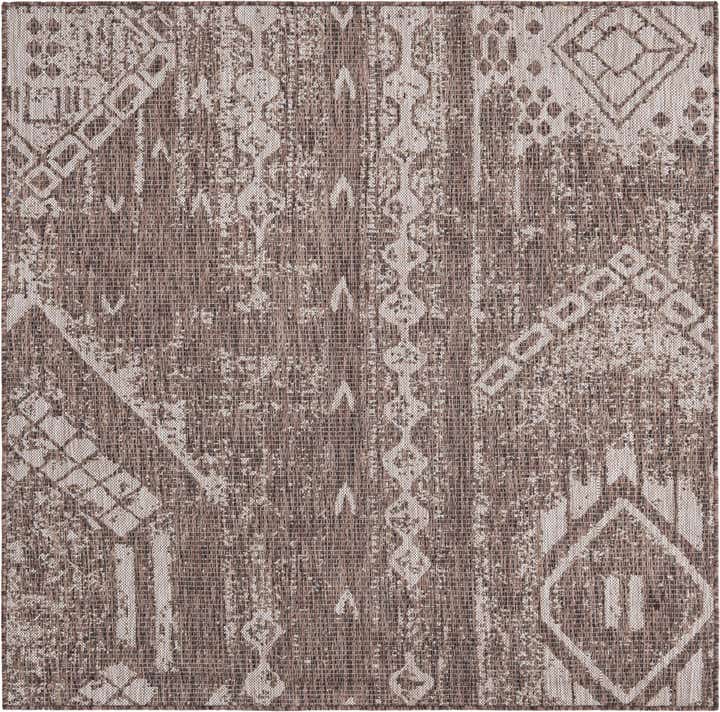 5' 3 x 5' 3 Easy-Clean Bohemian Indoor / Outdoor Square Rug