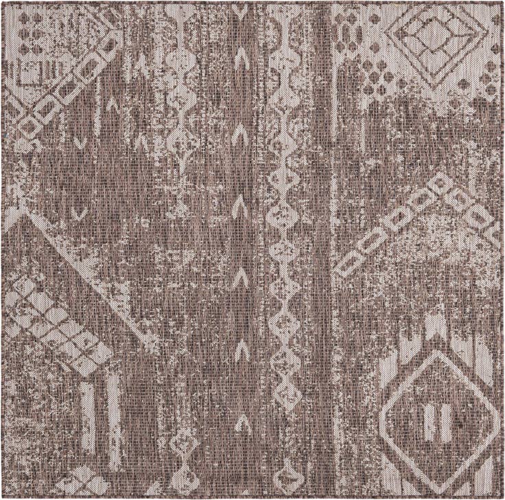 Detail image of 5' 3 x 5' 3 Easy-Clean Bohemian Indoor / Outdoor Square Rug