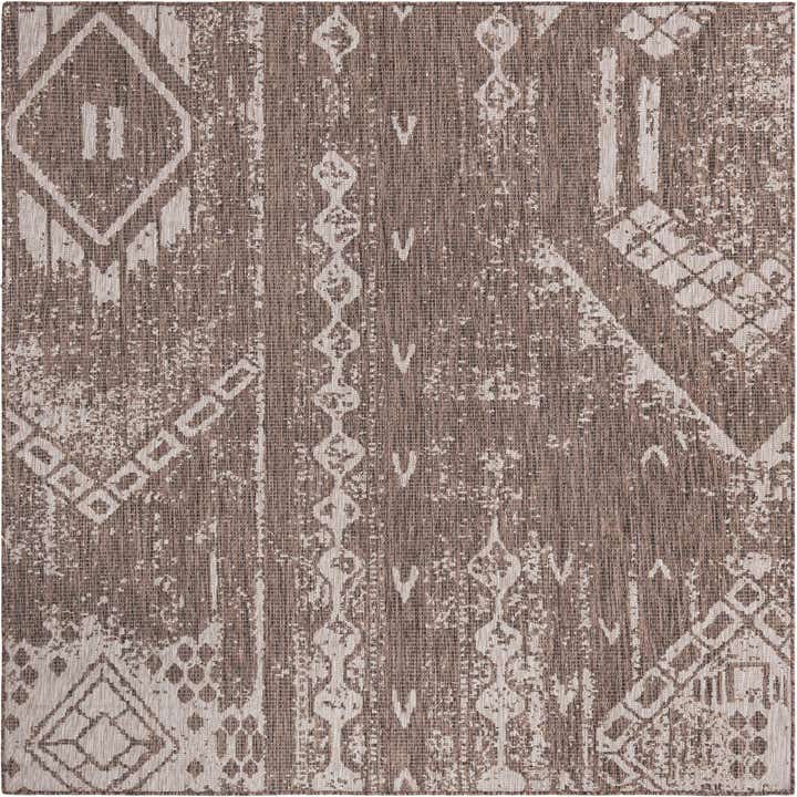 7' x 7' Easy-Clean Bohemian Indoor / Outdoor Square Rug