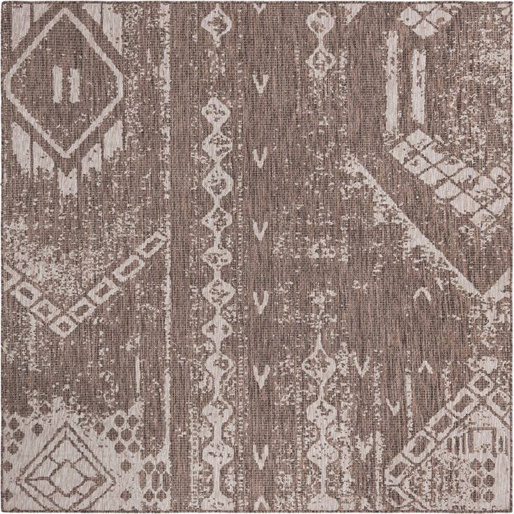 Detail image of 7' x 7' Easy-Clean Bohemian Indoor / Outdoor Square Rug