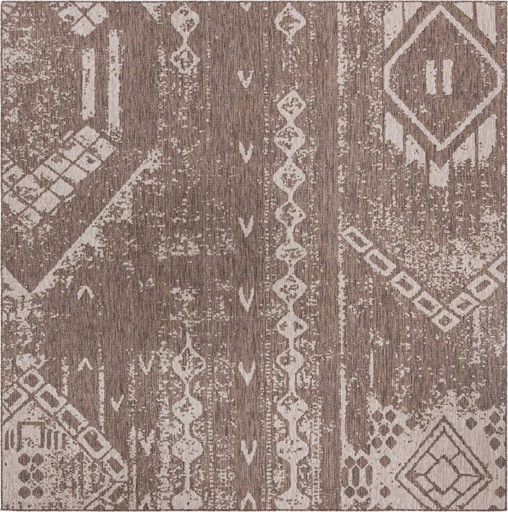 Detail image of 10' 8 x 10' 8 Easy-Clean Bohemian Indoor / Outdoor Square Rug