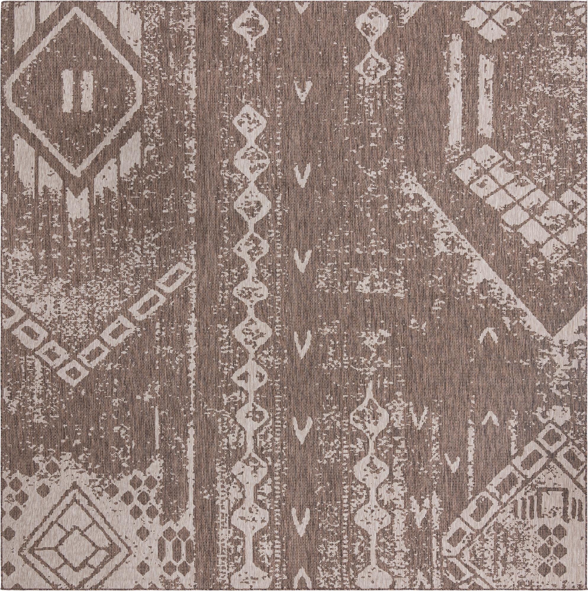 13' x 13'  Washable Bohemian Indoor / Outdoor Square Rug