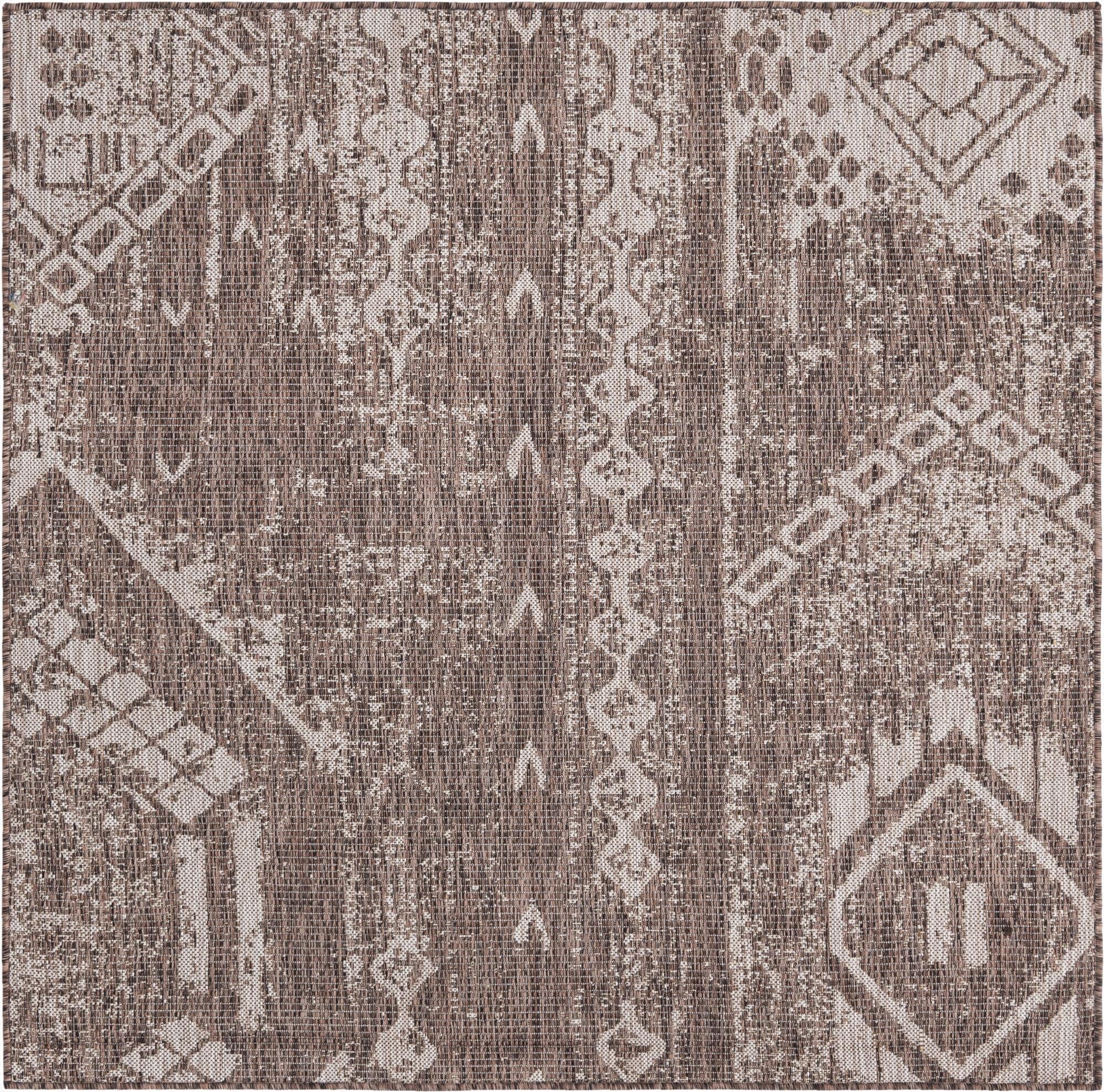5' 3 x 5' 3  Washable Bohemian Indoor / Outdoor Square Rug