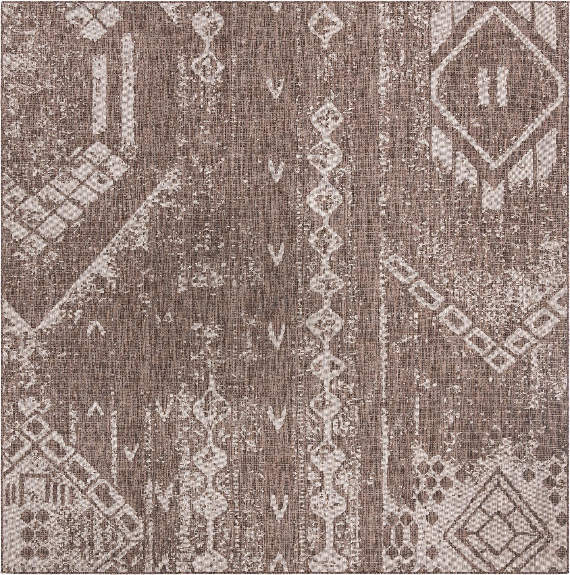 10' 8 x 10' 8  Washable Bohemian Indoor / Outdoor Square Rug