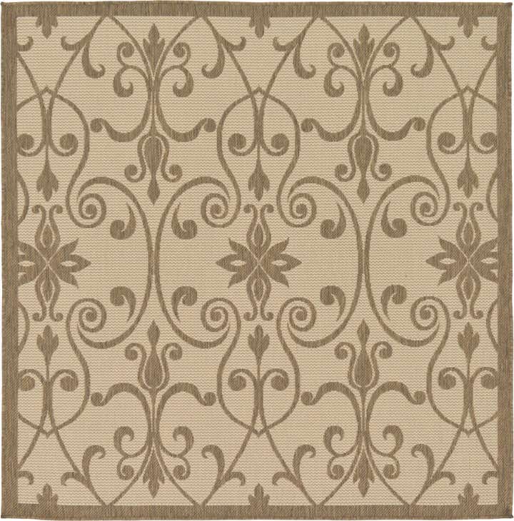 6' x 6' Easy-Clean Botanical Indoor / Outdoor Square Rug