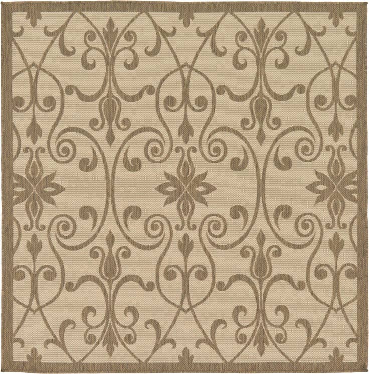 Detail image of 6' x 6' Easy-Clean Botanical Indoor / Outdoor Square Rug