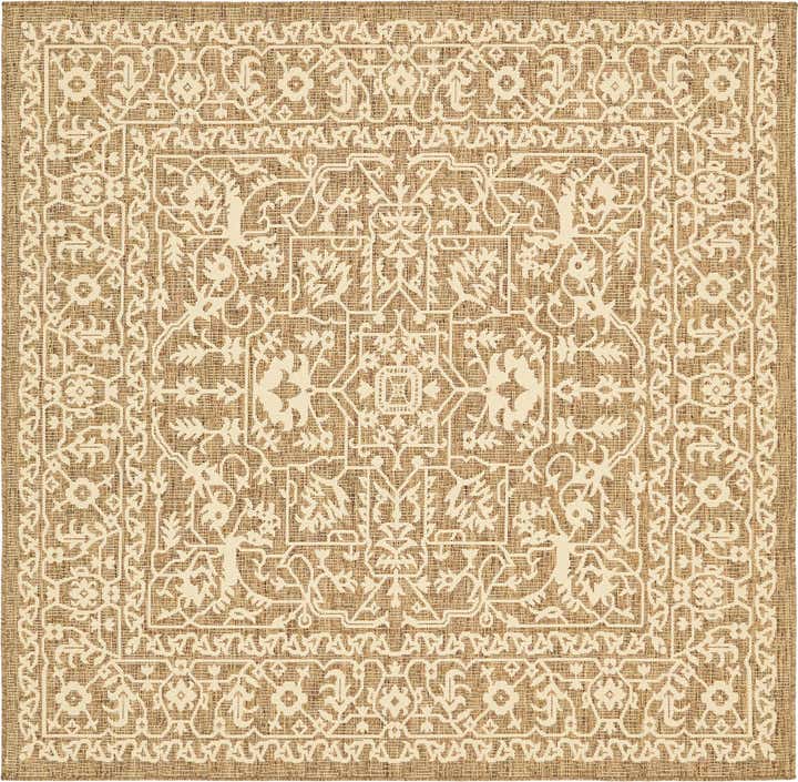 6' x 6' Easy-Clean Botanical Indoor / Outdoor Square Rug