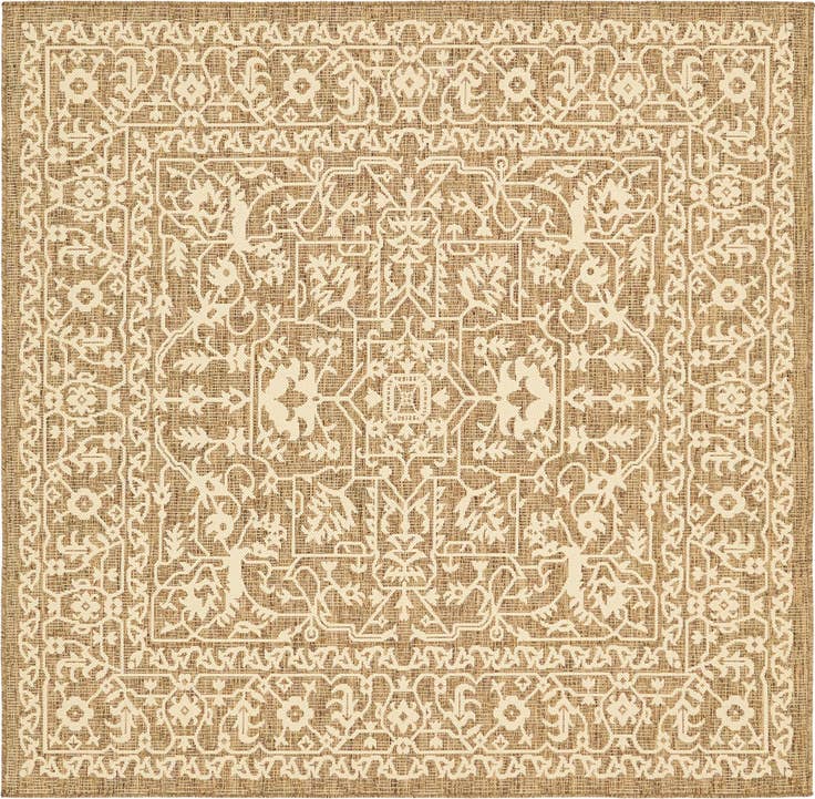 Detail image of 6' x 6' Easy-Clean Botanical Indoor / Outdoor Square Rug