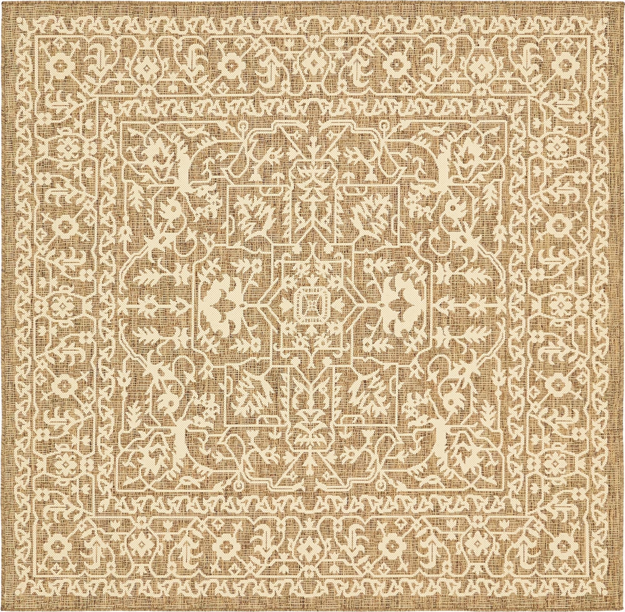 6' x 6'  Washable Botanical Indoor / Outdoor Square Rug