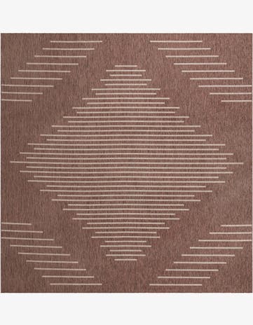 Brown Easy-Clean Modern Indoor / Outdoor Square Rug