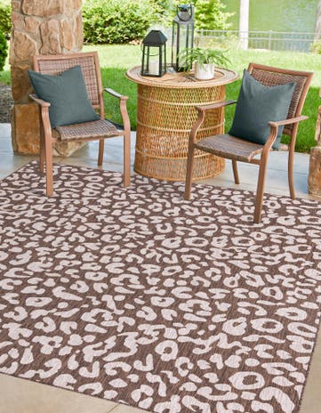 Brown Easy-Clean Safari Indoor / Outdoor Square Rug