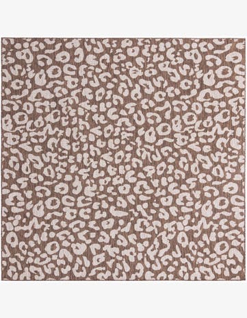 Brown Easy-Clean Safari Indoor / Outdoor Square Rug