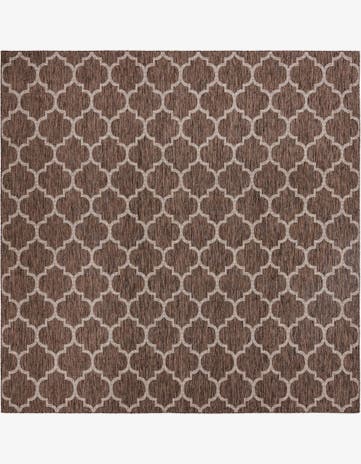 Brown Easy-Clean Trellis Indoor / Outdoor Square Rug