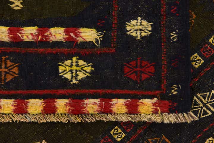 3' 10 x 4' 4 Hand Knotted Sumak Wool Square Rug
